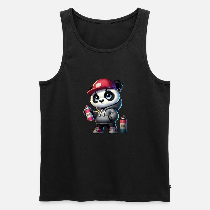 Panda Graffiti - Männer Premium Bio Tank Top - Schwarz