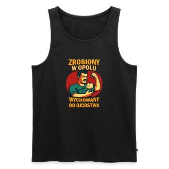 Made in Opole – erzogen, um Vater zu sein - Männer Premium Bio Tank Top - Schwarz - Vorne - AI Model Male 178 light (178cm)