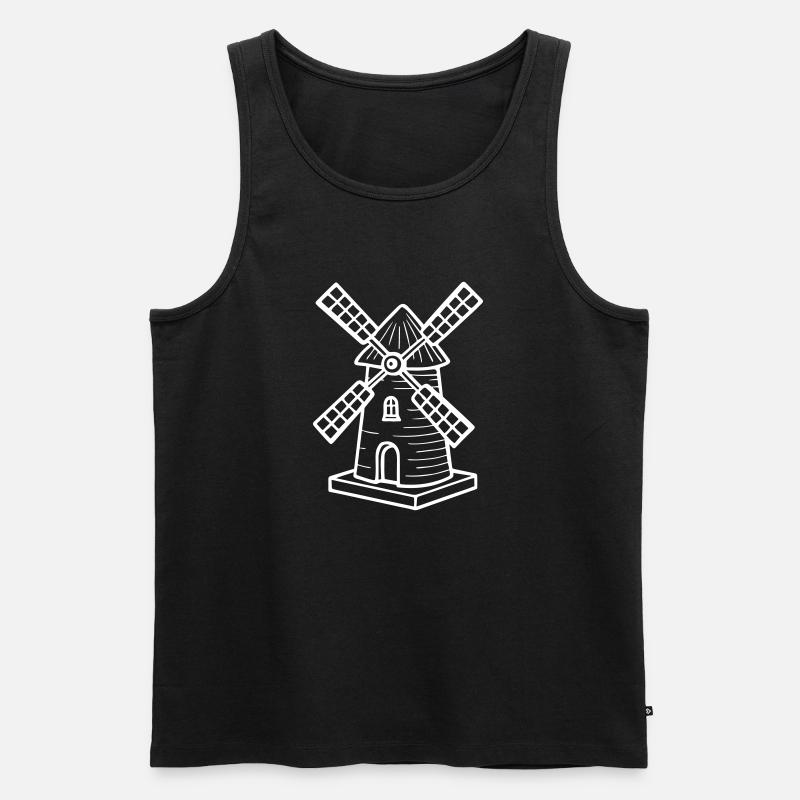 Windmühle Symbol Mühle - Männer Premium Bio Tank Top - Schwarz