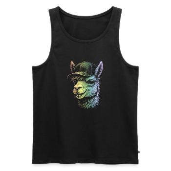 Lama - Männer Premium Bio Tank Top - Schwarz - Vorne - AI Model Male 178 light (178cm)
