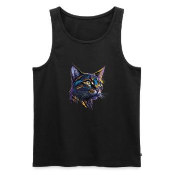 Klassische Splash Art Bengalkatze - Männer Premium Bio Tank Top - Schwarz - Vorne - AI Model Male 178 light (178cm)