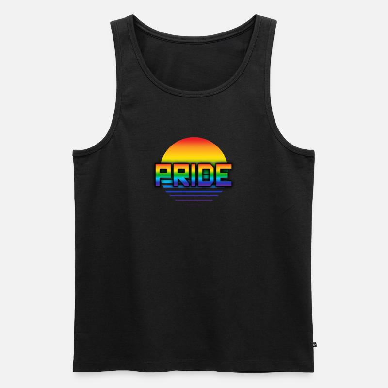 Rainbow Pride Synthwave - Männer Premium Bio Tank Top - Schwarz
