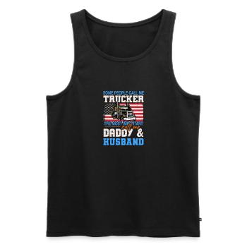 Lkw-Fahrer Trucker Vintage Sattelzug Sprüche - Männer Premium Bio Tank Top - Schwarz - Vorne - AI Model Male 178 light (178cm)