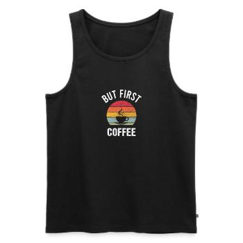 Kaffee Coffee Koffein Vintage Cafe Sprüche - Männer Premium Bio Tank Top - Schwarz - Vorne - Michal (187cm)