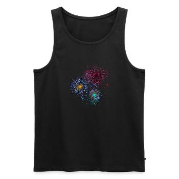 Feux d’artifice,Fusées,Étoiles,Réveillon du Nouvel An,Coloré - Débardeur bio Premium Homme - noir - Devant - Michal (187cm)