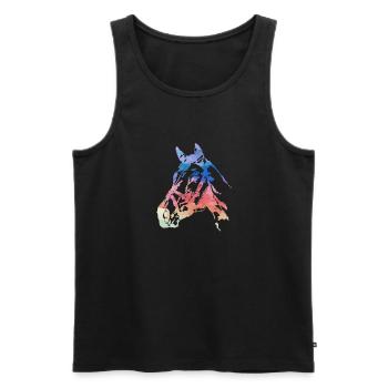pferdekopf,pferd,aquarell,pink,malerei,bunt - Männer Premium Bio Tank Top - Schwarz - Vorne - Michal (187cm)