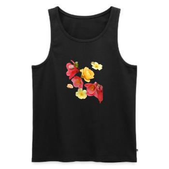 Fleurs,Fleur,Printemps,Fleurs,Tulipes,Roses - Débardeur bio Premium Homme - noir - Devant - Michal (187cm)