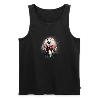panda roux, graffiti, peinture, panda, geisha, anime - Débardeur bio Premium Homme - noir - Devant - Michal (187cm)