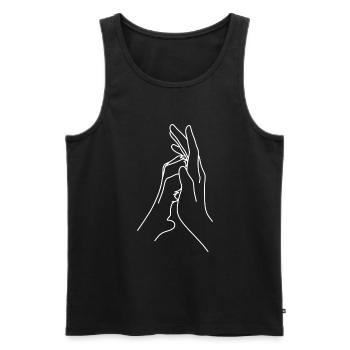 Une main humaine et un chien ou des chats - Débardeur bio Premium Homme - noir - Devant - Michal (187cm)