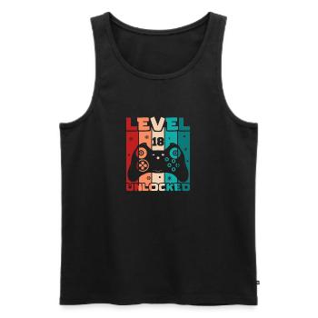 Level 18 Unlocked - Men's Premium Organic Tank Top - black - Front - AI Model Male 178 light (178cm)