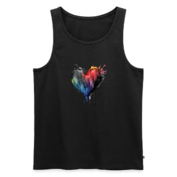Herz Farbtropfen Abstrakt - Männer Premium Bio Tank Top - Schwarz - Vorne - AI Model Male 178 light (178cm)