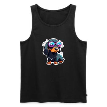 Dackel Hund Illustration - Männer Premium Bio Tank Top - Schwarz - Vorne - AI Model Male 178 light (178cm)