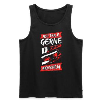 J’aime partager avec vous Halloween Party Sarkas - Débardeur bio Premium Homme - noir - Devant - AI Model Male 178 light (178cm)