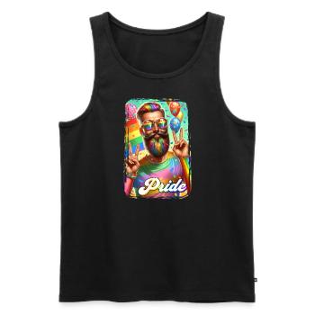 Pride Gay CSD Love LGBTQ Farben des Regenbogens - Männer Premium Bio Tank Top - Schwarz - Vorne - AI Model Male 178 light (178cm)