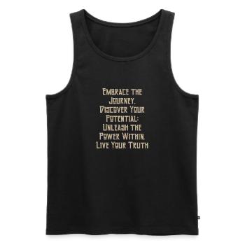 Text Design - Men's Premium Organic Tank Top - black - Front - AI Model Male 178 light (178cm)