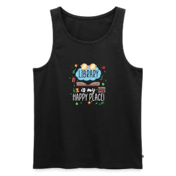 Library Fan Quote Read Library Librarian - Men's Premium Organic Tank Top - black - Front - AI Model Male 178 light (178cm)