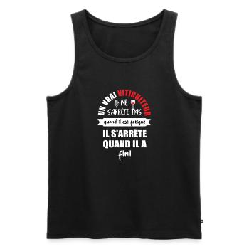 Un vrai viticulteur ne s'arrête pas t-shirt - Débardeur bio Premium Homme - noir - Devant - AI Model Male 178 light (178cm)