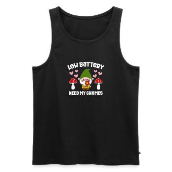 Low Battery Need More Gnomes Funny Gardening Gnome - Männer Premium Bio Tank Top - Schwarz - Vorne - AI Model Male 178 light (178cm)