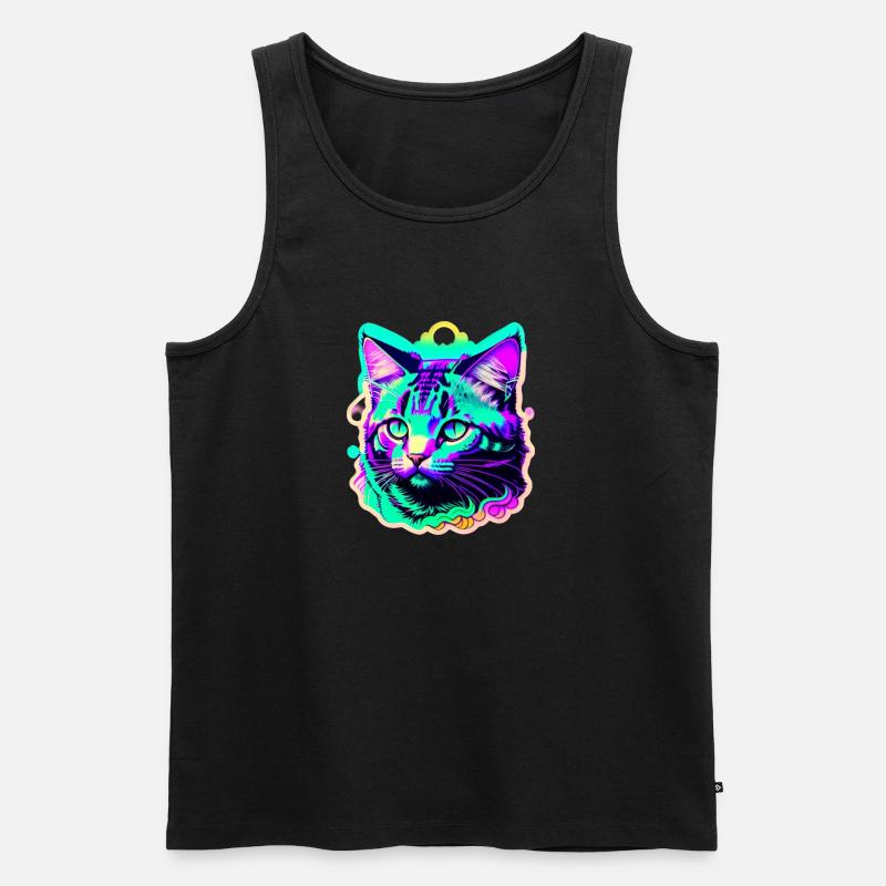 bunte Katze - Männer Premium Bio Tank Top - Schwarz