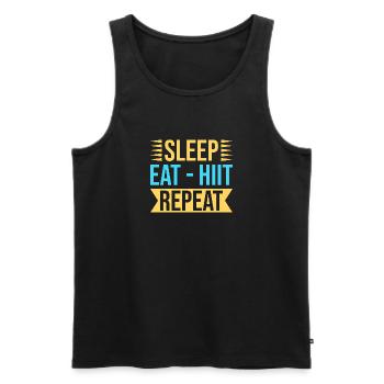 Fitness Fanatics Sleep Eat Hiit Repeat - Männer Premium Bio Tank Top - Schwarz - Vorne - AI Model Male 178 light (178cm)