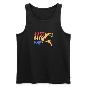Beiß mich einfach - Männer Premium Bio Tank Top - Schwarz - Vorne - AI Model Male 178 light (178cm)