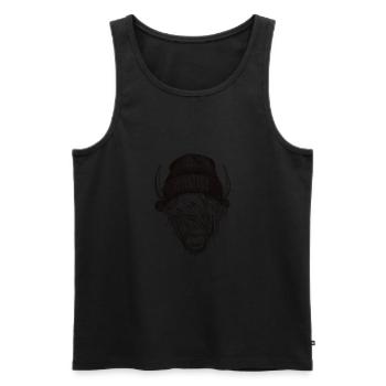 Highland Cattle avec casquette - Débardeur bio Premium Homme - noir - Devant - AI Model Male 178 light (178cm)