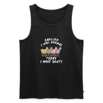 Früher war ich normal und heute habe ich Ziegen - Männer Premium Bio Tank Top - Schwarz - Vorne - Michal (187cm)