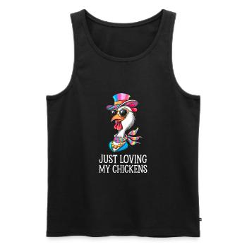 I Love My Chickens - Funny Chickens Cartoon - Men's Premium Organic Tank Top - black - Front - AI Model Male 178 light (178cm)