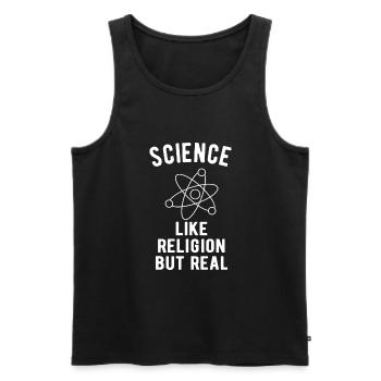 ATHEIST: Science - like religion but real - Men's Premium Organic Tank Top - black - Front - AI Model Male 178 light (178cm)