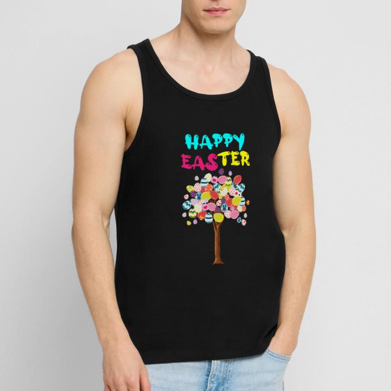 Happy Easter Egg Tree With Easter Rabbit Egg Männer Premium Bio Tank Top