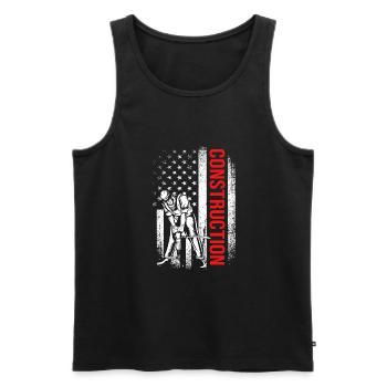 Construction worker construction site - Men's Premium Organic Tank Top - black - Front - AI Model Male 178 light (178cm)