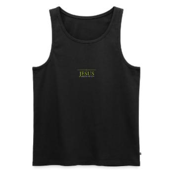 Jésus est Seigneur, sauve, Christ, Jésus Roi, Bible - Débardeur bio Premium Homme - noir - Devant - Michal (187cm)