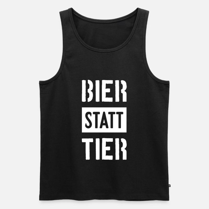 BIER STATT TIER VEGAN - Männer Premium Bio Tank Top - Schwarz