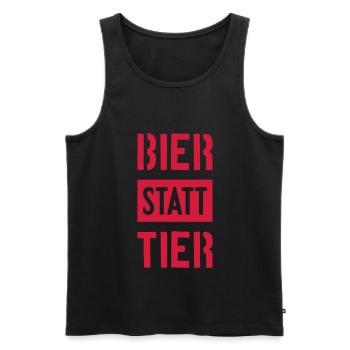 BIER STATT TIER VEGAN - Männer Premium Bio Tank Top - Schwarz - Vorne - Michal (187cm)