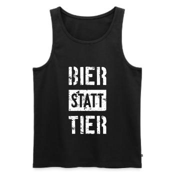 BIER STATT TIER - Männer Premium Bio Tank Top - Schwarz - Vorne - Michal (187cm)