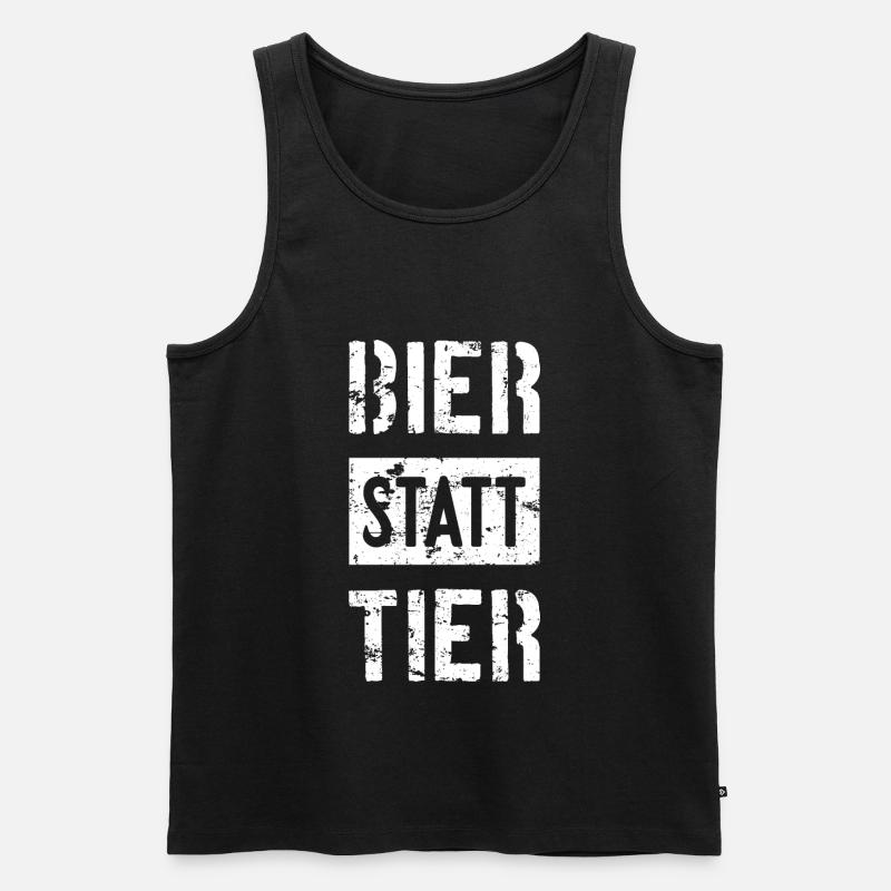 BIER STATT TIER - Männer Premium Bio Tank Top - Schwarz