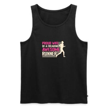Courir fière épouse d’un marathonien génial - Débardeur bio Premium Homme - noir - Devant - Michal (187cm)