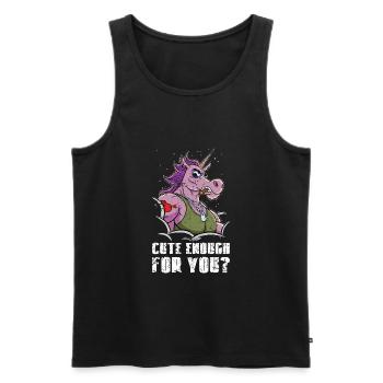 Cute Enough For You? Hartes Einhorn mit Muskeln - Männer Premium Bio Tank Top - Schwarz - Vorne - AI Model Male 178 light (178cm)