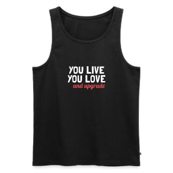 Du lebst, du lernst und du verbesserst dich - Männer Premium Bio Tank Top - Schwarz - Vorne - Michal (187cm)