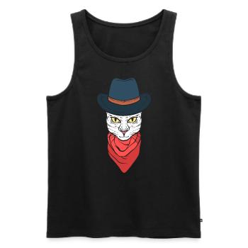 Cat Cowboyhut Katzenfotograf - Männer Premium Bio Tank Top - Schwarz - Vorne - Michal (187cm)