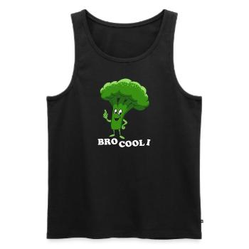 Bro Cool I - Broccoli, Vegetables, Vegetarian, Vegan - Men's Premium Organic Tank Top - black - Front - Michal (187cm)