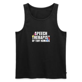 Sprachtherapeutin von Tiny Humans - Männer Premium Bio Tank Top - Schwarz - Vorne - Michal (187cm)