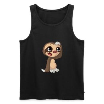 Nachdenkliches Comic Faultier - Männer Premium Bio Tank Top - Schwarz - Vorne - AI Model Male 178 light (178cm)