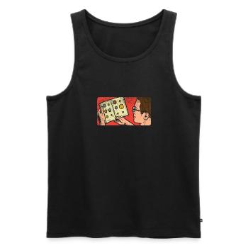 Münzsammler liest sein Album - Männer Premium Bio Tank Top - Schwarz - Vorne - Michal (187cm)