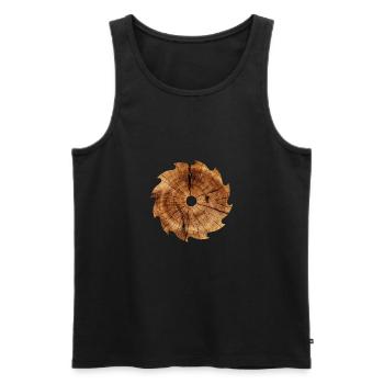 Scie circulaire bois artisanat cadeau nature tronc d'arbre - Débardeur bio Premium Homme - noir - Devant - Michal (187cm)