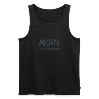 Moin Ihr Flitzpiepen! - Männer Premium Bio Tank Top - Schwarz - Vorne - AI Model Male 178 light (178cm)