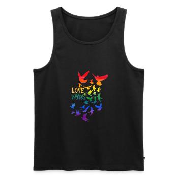 love wins , deaf, deaf, graffit, rainbow - Men's Premium Organic Tank Top - black - Front - Michal (187cm)