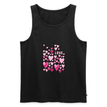Amour, Cœur, Aquarelle, Cœur, Graffiti, Amour, - Débardeur bio Premium Homme - noir - Devant - Michal (187cm)