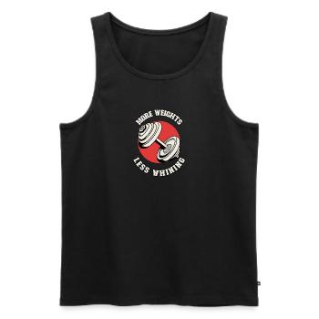 More Weights Less Whining T-shirt design - Men's Premium Organic Tank Top - black - Front - AI Model Male 178 light (178cm)
