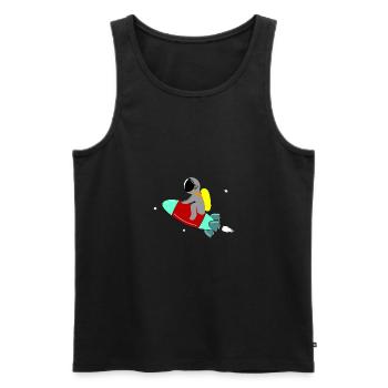 astronaut - Männer Premium Bio Tank Top - Schwarz - Vorne - Michal (187cm)